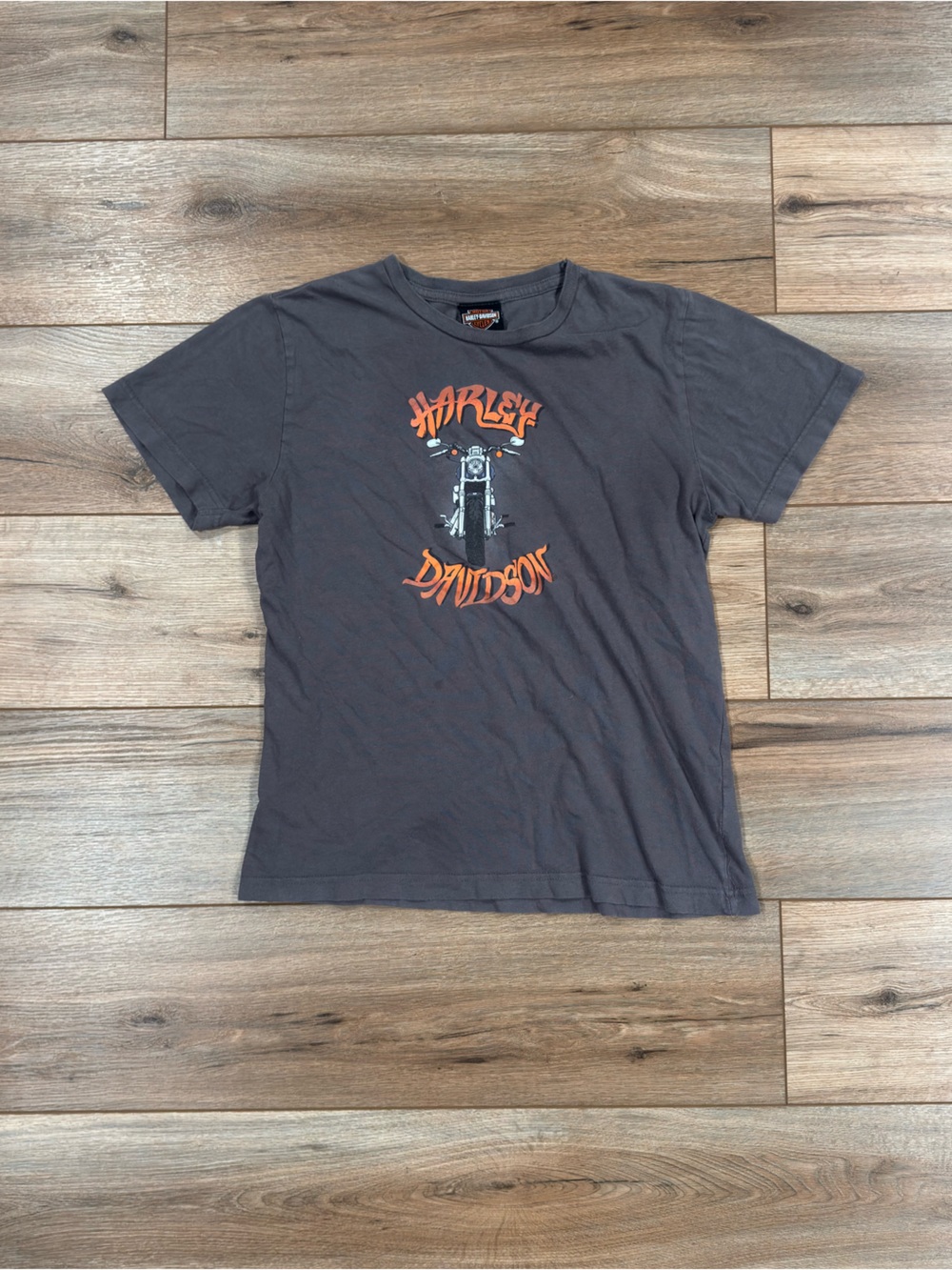 HARLEY DAVIDSON Vintage 2000s Y2k Gray Graphic Moto Biker Tee | Size Medium
